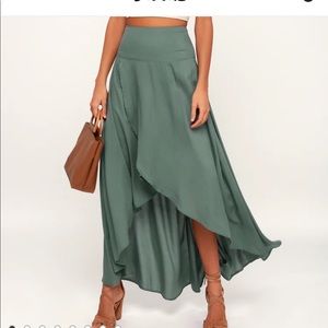 O’Neill high low maxi skirt- dark sage green